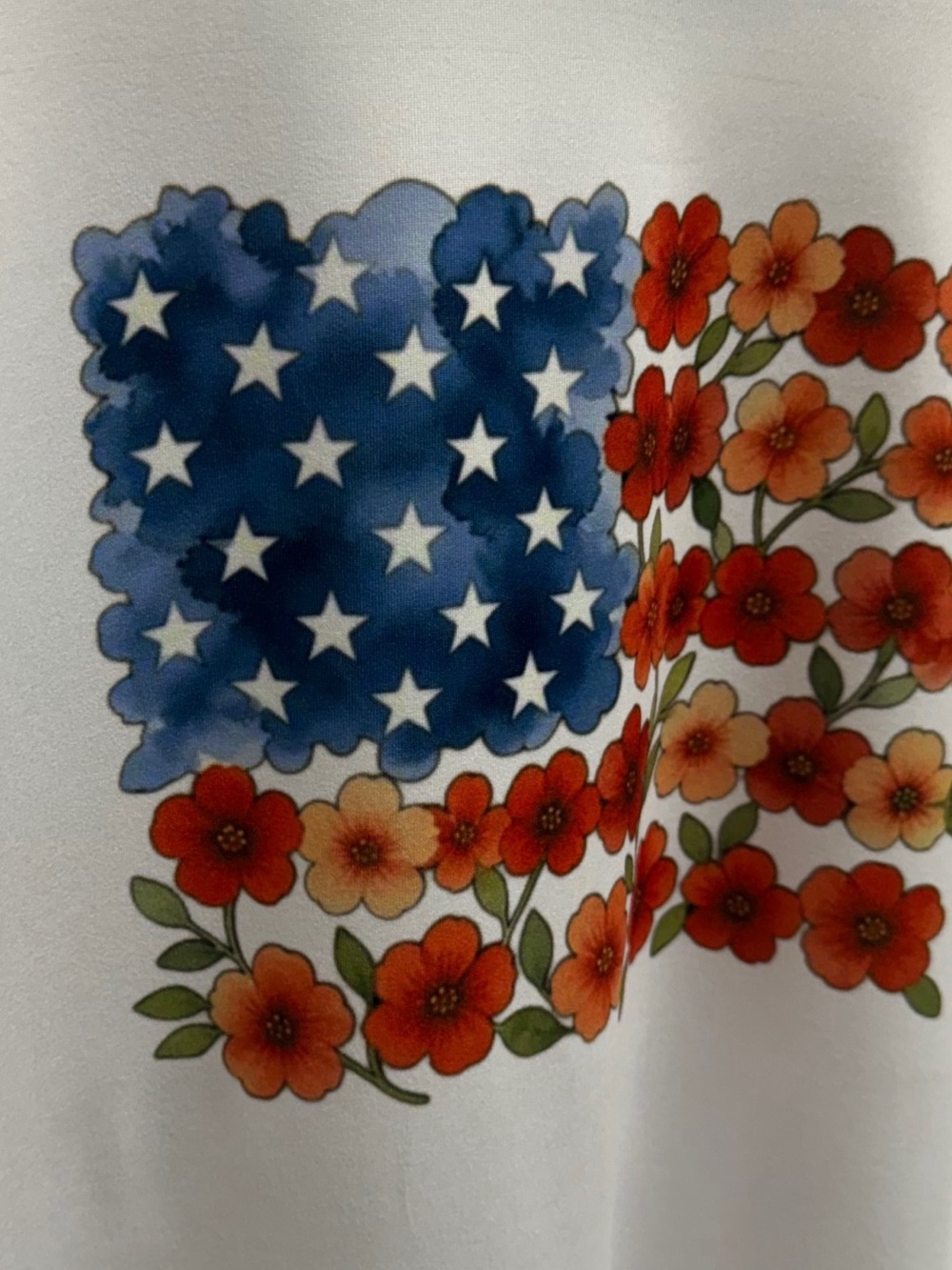 Floral American Flag Shirt Patriotic Fourth of July Tee - Picture 3 of 4